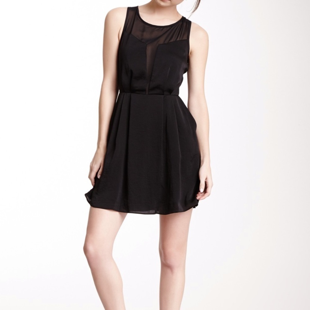 BCBGENERATION Black Sheer Mesh Sleeveless Dress